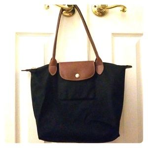 Longchamp Black Le Pliage Medium Shoulder Tote Bag
